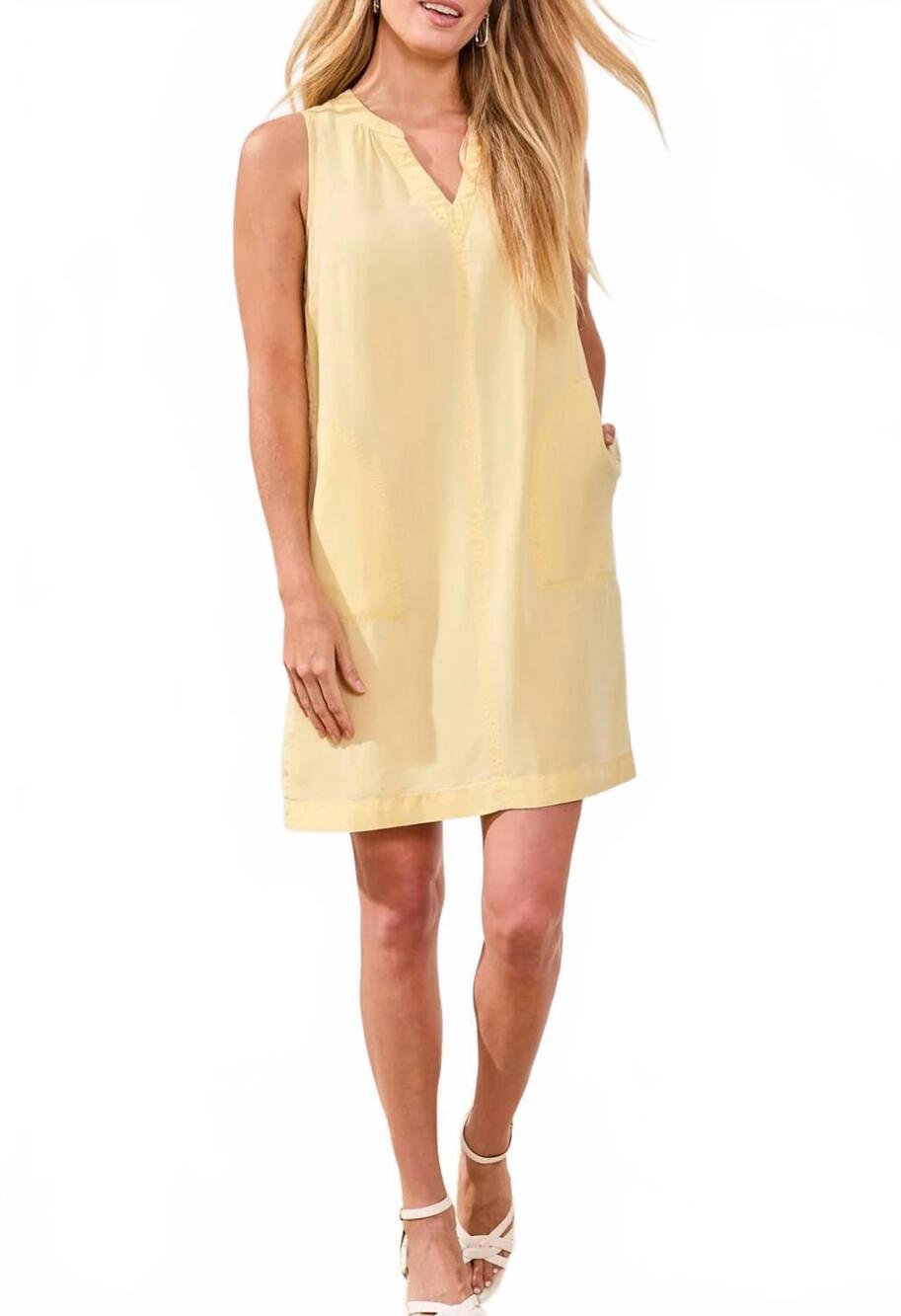 NEW TRIBAL sleeveless v-neck shift dress in lemongrass